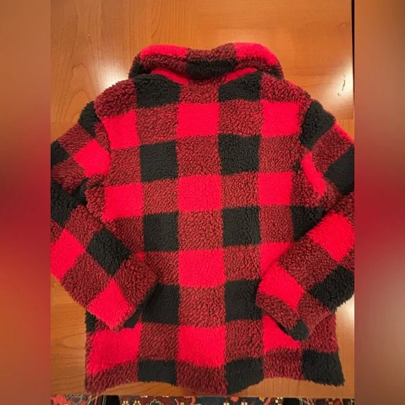 Knox Rose Buffalo Check Plaid Sherpa Jacket - Red and Black, Women’s M - Picture 12 of 12